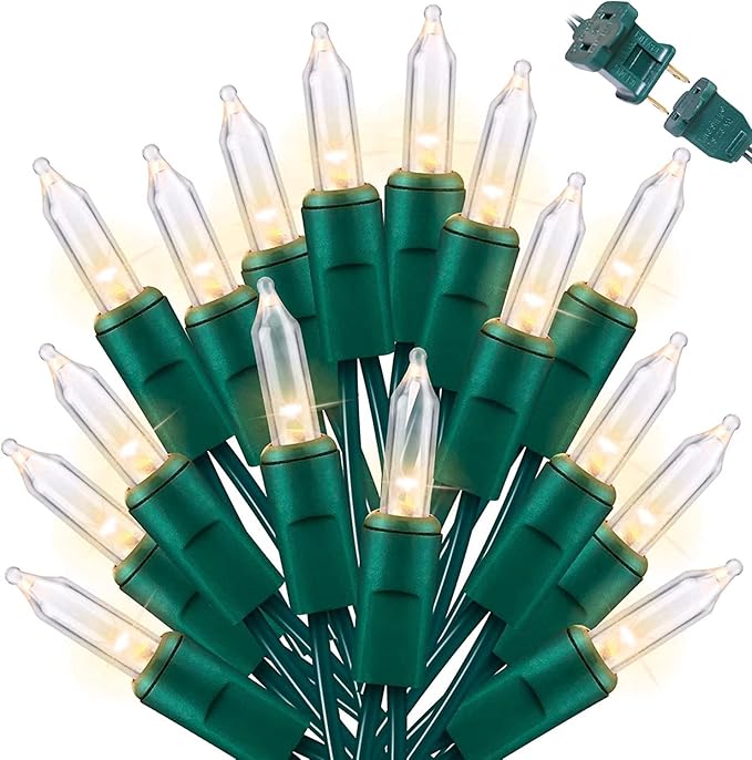 LAMPHOME 200L(100L*2pcs) Mini Lights, Green Wire,Clear