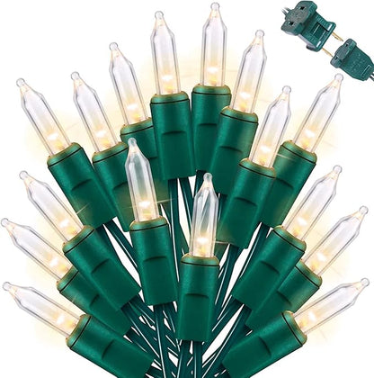 LAMPHOME 200L(100L*2pcs) Mini Lights, Green Wire,Clear