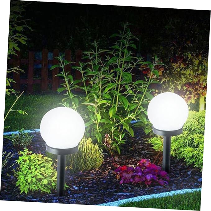 Veemoon 4pcs Solar Energy Lawn Lamp Round Ball Shape Plug in Garden Lamp No Electricity Required Solar Led Lights for Outdoor Use