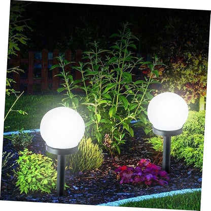 Veemoon 4pcs Solar Energy Lawn Lamp Round Ball Shape Plug in Garden Lamp No Electricity Required Solar Led Lights for Outdoor Use