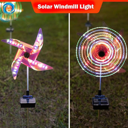 Solar Windmill Light Wind Spinner, Solar Outdoor Yard Lights Christmas Decorations Garden Light, 2 Pack Windmill-Shaped Landscape Path Lawn Lights LED Lamp Spin Pathway Lights