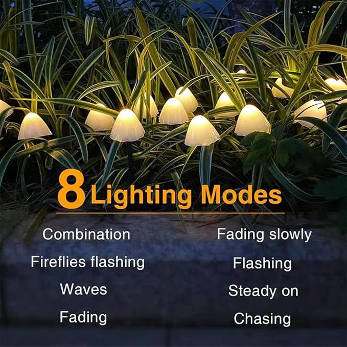 Solar Garden Lights, Garden Decor Solar Mushroom Lights Outdoor Waterproof - 20 Pack 8Modes