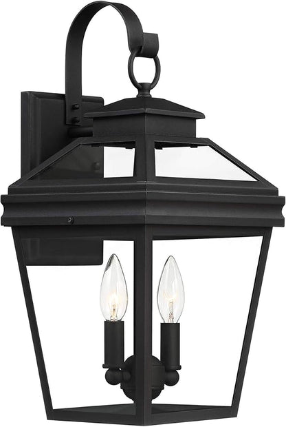 John Timberland Stratton Street Traditional Outdoor Wall Light Textured Black Steel 16 1/2" Clear Glass Lantern for Exterior House Porch Patio Outside Deck Garage Yard Front Door Garden Home