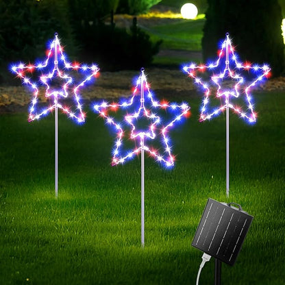 DAMEING 3 Pack 34in Solar Star Lights, Large Solar Garden Decorative Star Lights, Solar Landscape Lighting for Outdoor Lawn Yard Walkway Pathway Garden Decor(Multi-Colored)