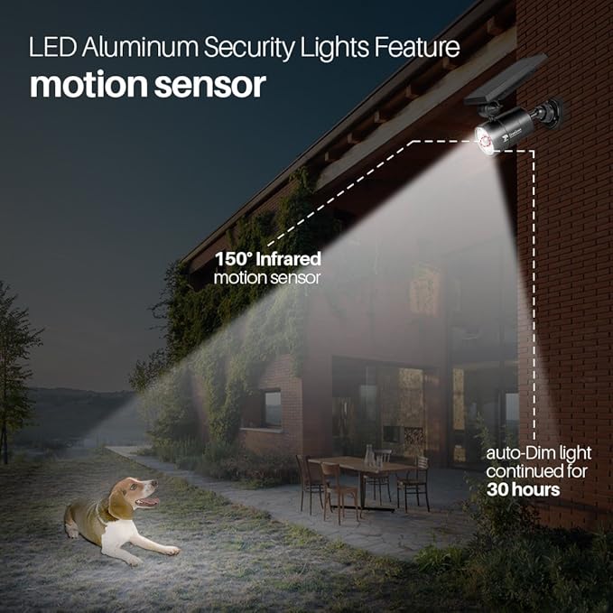 FREE 100-Week Replacement/Refund, Solar Motion Flood Security Lights Outdoor Waterproof Aluminum Case, Solar Motion | Lumora