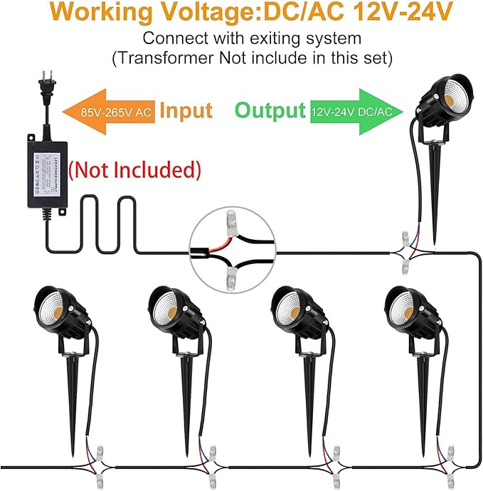 Low Voltage Landscape Lights 12 Volt LED Spotlight Outdoor Pathway Wired Yard Lights Garden Lawn 10W Landscaping | Lumora