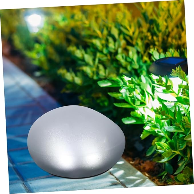 DOITOOL Solar Pebble Ground Light Outdoor Solar Garden Lamp with White Light Weatherproof Decorative Lighting for Pathways Flower Beds and Ambiance Intelligent