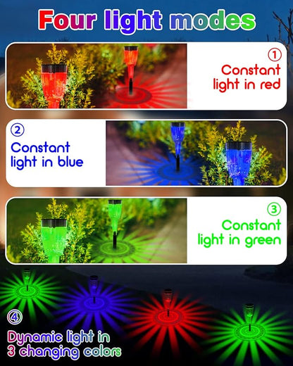 FREECUBE 8 Pack Solar Pathway Lights Outdoor,Multicolor Pathway Lights Auto On/Off, 4 Modes, IP65 Waterproof LED Solar Powered Garden Light for Yard Patio Garden Walkway Holiday