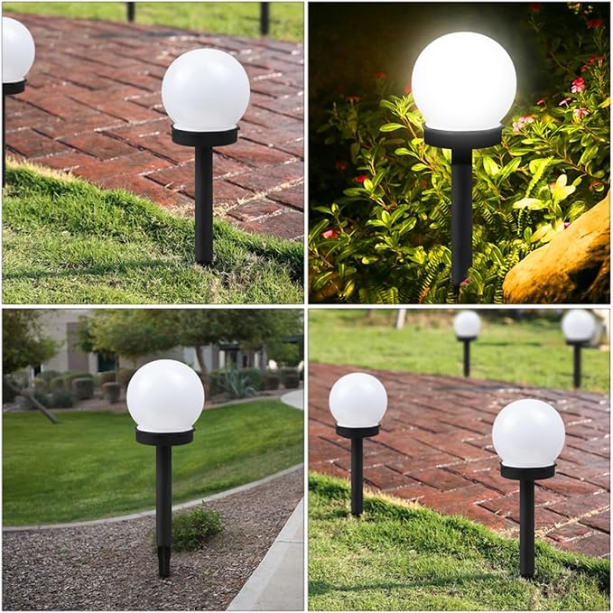 2pcs Solar Garden Lights Bulb Shape Outdoor Lawn Solar Lamps White Light In-ground Pathway Lighting for Yard and Patio