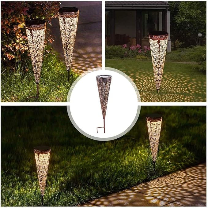 Mezone Solar Pathway Lights 2 Pack,Solar Powered LED Low Voltage Landscape Path Lights Garden Stake Lights Outdoor Dcorative Solar Lights In-Ground LED Light