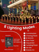 BOSSERN Upgraded 24 Pack Candy Cane Solar Christmas Lights Waterproof, Rechargeable Pathway Lights with Remote | Lumora