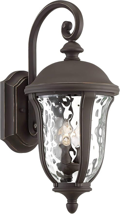 John Timberland Park Sienna Vintage Outdoor Wall Light Fixture Bronze 22 1/4" Clear Hammered Glass Downbridge for Exterior House Porch Patio Outside Deck Garage Yard Front Door Garden Home