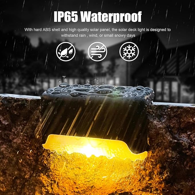 24Pack Outdoor Solar Deck Lights, Solar Step Lights Waterproof Solar Lights, Outdoor Stairs Solar Lights, Outdoor Lights for Deck, Step, Railing, Wall, Patio, Stair and Driveway Path