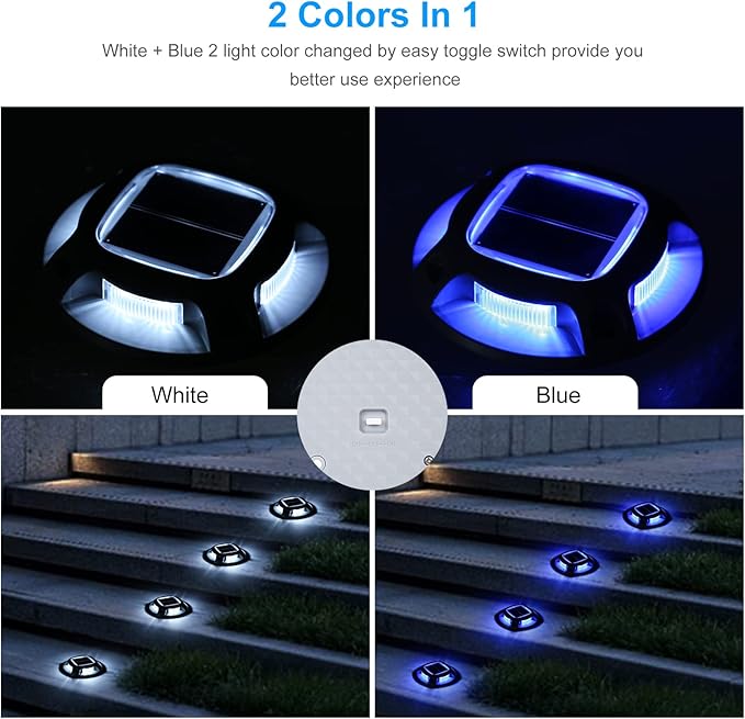 Zerodis Driveway Lights, Sensitive Light Control Outdoor Warning Step Lights High Bright Solar Deck Light Ip68 Water Proof Design Lamp for Sidewalk Stair Garden Pathway