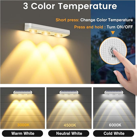 Solar Fence Lights Outdoor,1300mAh, 8pack,Warm/Natural/Cool White,IP65 Waterproof,Fence Lights Solar Powered,Solar Lighting for Deck, Backyard, Railing(White)