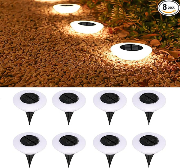ASLIDECOR Solar Ground Lights Outdoor，Solar Garden Light Landscape Lighting 8 Pack 14 LED Waterproof LED Path | Lumora