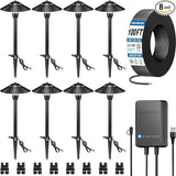 SUNVIE All-in-One LED Pathway Lighting Kit, 8-Pack Low Voltage Landscape Lights with Transformer and 100FT 16/2 AWG | Lumora