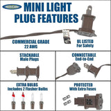 Novelty Lights 50 Feet 100 Bulbs Traditional Incandescent Mini Lights, Teal on Brown Wire with 6" Spacing | Lumora