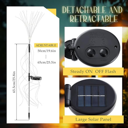 VIHOSE 4 Pack Solar Summer Outdoor Sparkler Fireworks 110 LEDs DIY Solar Outside Lights Waterproof Color Changing Jellyfish Fairy Twinkle Light for Outside Yard Pathway Garden Path Summer Decor