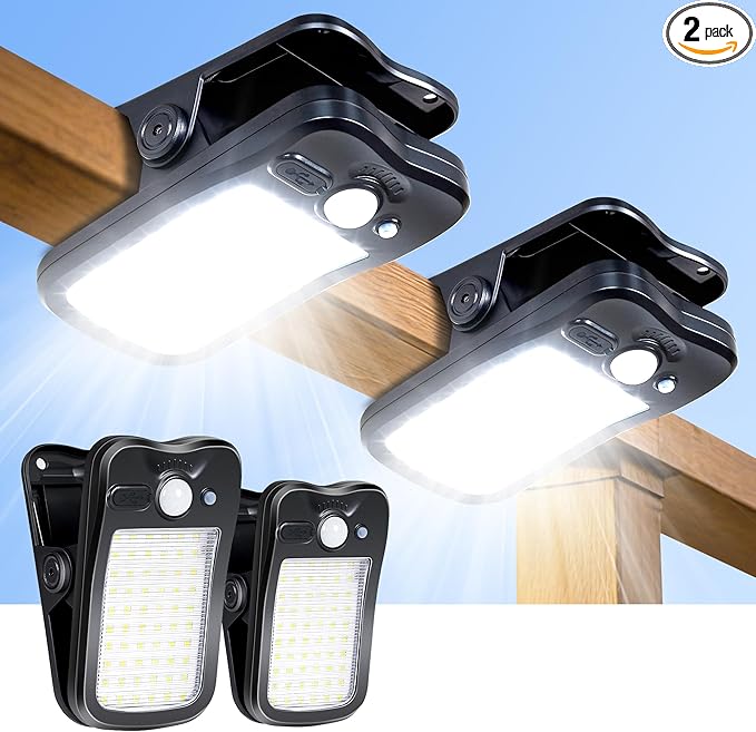 Clip on Solar Lights for Fence, 3 Modes Solar Motion Lights Outdoor Waterproof, 60LEDs 500LM Portable Security | Lumora