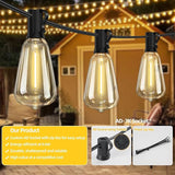 ST38 50FT LED Outdoor String Lights with 25+2 Spare Bulbs, E12 Socket, 2700K Warm White-for Backyard, Wedding | Lumora