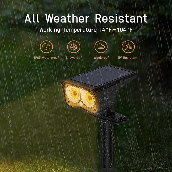 Solar Spot Lights Outdoor Motion Sensor, IP65 Waterproof Bright 2-in-1 Solar Wall Lights, Auto On/Off, LED Solar Landscape Spotlights for Garden, Yard, Pathway, Driveway, Walkway