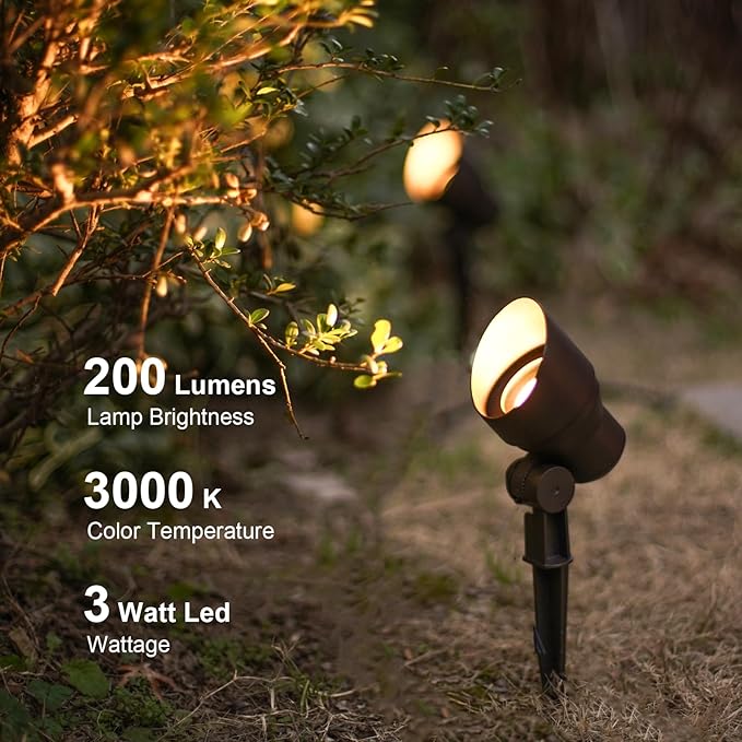 GOODSMANN Low Voltage Landscape Flood Lights 8PK Kit 3W LED 200 Lumen Outdoor Spotlights 3000K Warm White | Lumora