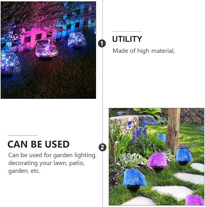 DOITOOL Solar Stone Design Outdoor LED Buried Ground Lamp Waterproof Yard Landscape Light Purple Garden Solar | Lumora