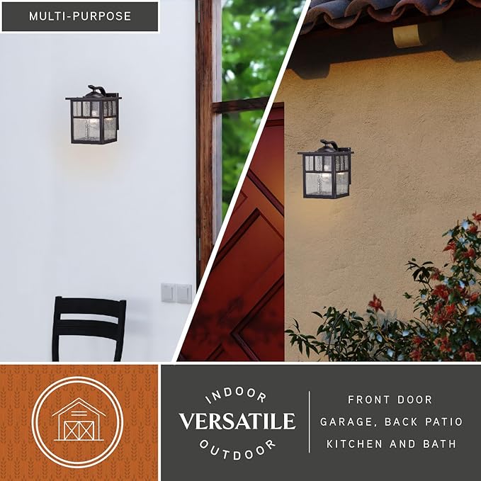 VAXCEL Mission 9.5 in. H 1-Light Oil Burnished Bronze Mission Outdoor Wall Sconce Made of Durable Steel, Clear | Lumora