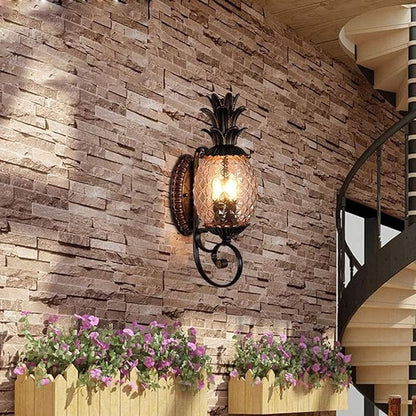European Style Pine Wall Lamp,E14*3 Retro Crystal s Sconce, Outdoor Waterproof Mount,Exterior Light Fixtures for Porch,Garage,Front Doo Villa Garden Balcony