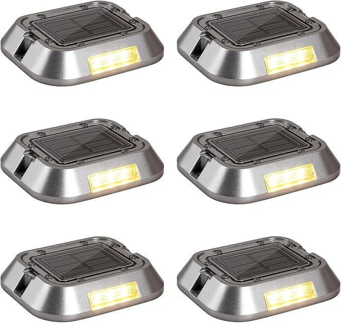 Solar Driveway Lights for Outside, 6 Pack Outdoor Waterproof Solar Deck Lights, 3000K Warm White, Automatic Garden | Lumora