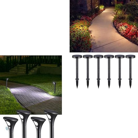 LEONLITE Pathway Lights Bundle Pathway Lights, 4-Pack LED Solar Powered Motion Sensor Pathway Lights, 6500K & 6-Pack 2CCT Solar Powered Path Lights Dimmable, Auto Dusk to Dawn, IP65