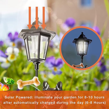 Crosslight Solar LED French Bulldog Welcome Sign - Weatherproof Garden Stake Light for Outdoor Decoration - Decor for Yard, Lawn, Patio, Pathway, Backyard | Warm White
