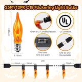 Enchanting Spooky Glow, 25Ft Flickering Flame Halloween Lights with 12 C18 Vintage Bulbs, Weatherproof & | Lumora