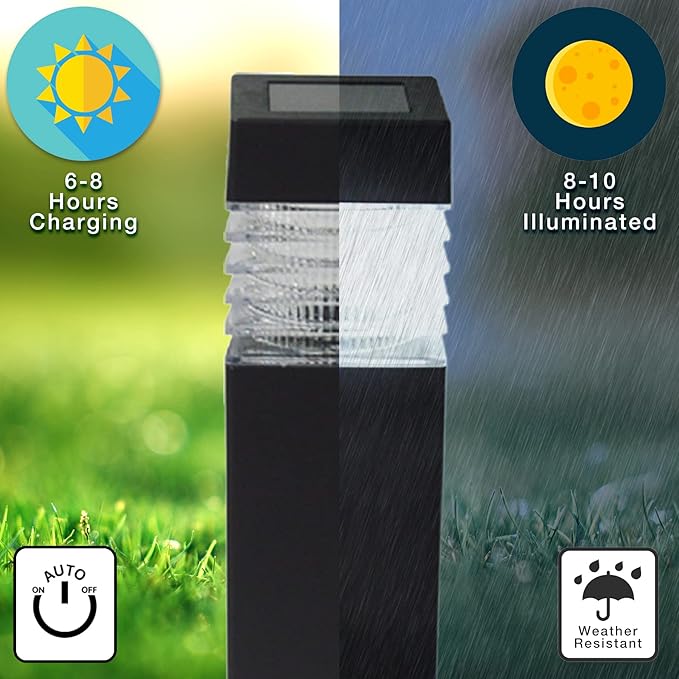 Crosslight Solar Powered Pathway Lights (2 Pack) - Column Outdoor LED Lights, Waterproof for Garden, Yard, Patio | Lumora