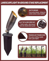 10 Pack 8'' Landscape Light Stakes, 1/2" NPT Thread ABS Light Spikes, Outdoor Ground Stakes with Side Wire Way | Lumora
