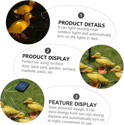 YARNOW Solar LED Yellow Duck Path Lights 5pcs Outdoor Garden Lawn Solar Stake Lamps Waterproof Decorative Landscape Lighting for Patio Yard
