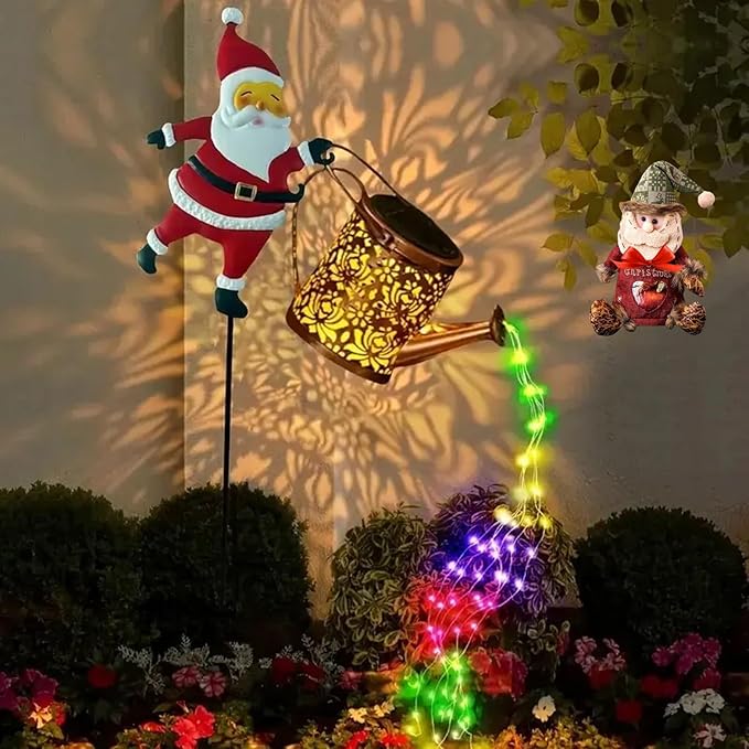 2026 New Christmas Solar Kettle Lights Garden Lawn Decorative Lights Santa Kettle Ground Lamp Solar Led Night, Outdoor Christmas Decor for Pathway Yard Patio (Colorful Light)