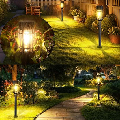 Solar Lights Outdoor，2 Pcs 3000K Waterproof Auto On/Off Solar Pathway Lights for Park, Courtyard, Lawn, Balcony, Terrace