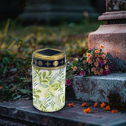 Green Leaves Cemetery Solar Lights Landscape Path Lights Solar LED Garden Path Lights Lawn Yard Patio Decor Solar Outdoor Lights Waterproof Decorative