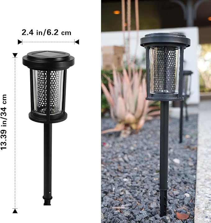 EcoGreen Solar Pathway Lights Outdoor 4-Pack Solar Powered Garden Lights Waterproof, 5000K Daylight, Aluminum, 2.44x13.4in, Auto Dusk to Dawn for Garden, Patio & Walkway (031D)