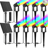 ZYAN Solar Color Changing RGB Spotlights with Remote, Separate Monocrystalline Panels & USB-C Powered 12000mAh Auto | Lumora