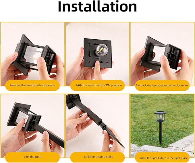 EVGATSAUTO Solar Pathway Lights, IP44 LED, 2 Pieces, for Garden, Yard, Lawn, Driveway