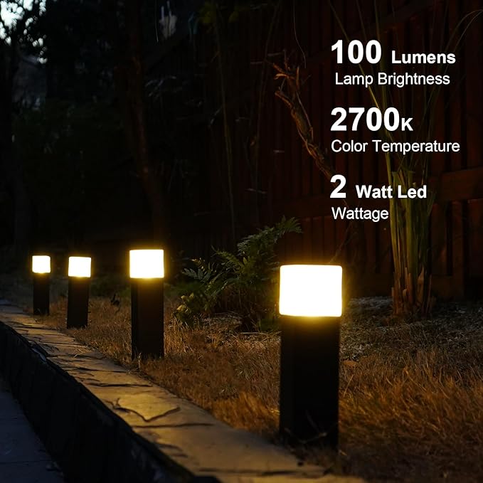 GOODSMANN Low Voltage Pathway Lighting 8PK Bollard Landscape Lights Kits 2W 2700K Warm White LED Wired Path Light | Lumora