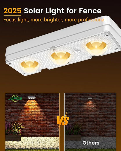 Solar Fence Lights Outdoor Waterproof Led, 12Pack,1300mAh,6 Inch Solar Lights for Fence with Warm White & RGB 8 Colors,Outdoor Solar Lights for Patio, Backyard, Deck, Railing (White)