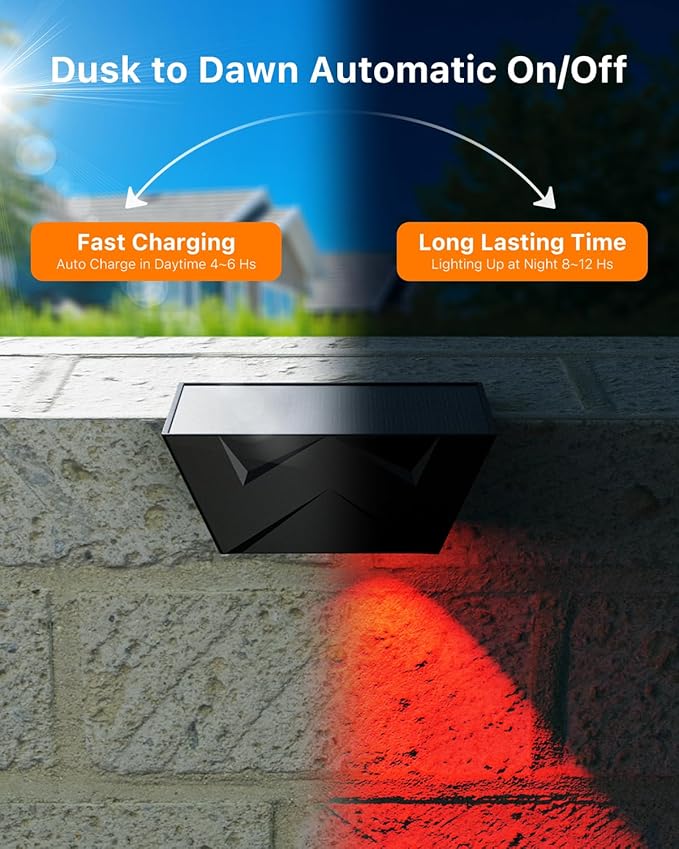 8 Pack Color Change Solar Fence Lights Outdoor for Deck, Railing, Stair, Retaining Wall, Waterproof Led Accent RGB Lamp Decorative Lighting with Spot Len for Patio, House, Pool Cage, Garden, Yard
