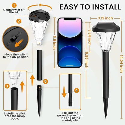 GIGALUMI 16 Pack Solar Lights Outdoor Waterproof, Outdoor Solar Lights for Yard, Solar Garden Lights, Yard Decorations Outdoor for Pathway, Patio, Garden, Driveway, Lawn, and Landscape(Warm White)