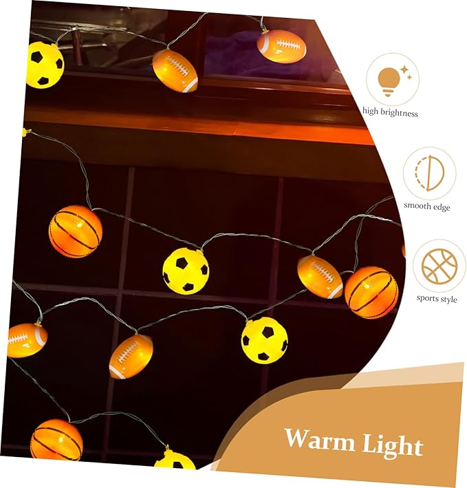 Zerodeko Sports Ball String Lights LED Sports Decoration for Parties Camping Indoor Decor Battery Operated with | Lumora