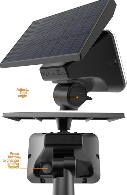 Magictec 2-Pack Solar Spotlights with 64 LEDs, IP65 Waterproof Outdoor Landscape Lights, 2-in-1 Wireless Solar Wall Lights for Garden and Driveway, Cool White & Warm White, 4 Modes