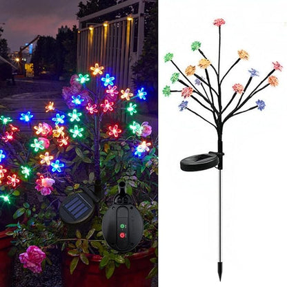 2 Pack Solar Flowers Lights Waterproof Decorative Cherry Blossom for Outside Yard Lawn Patio Pathway Decorations